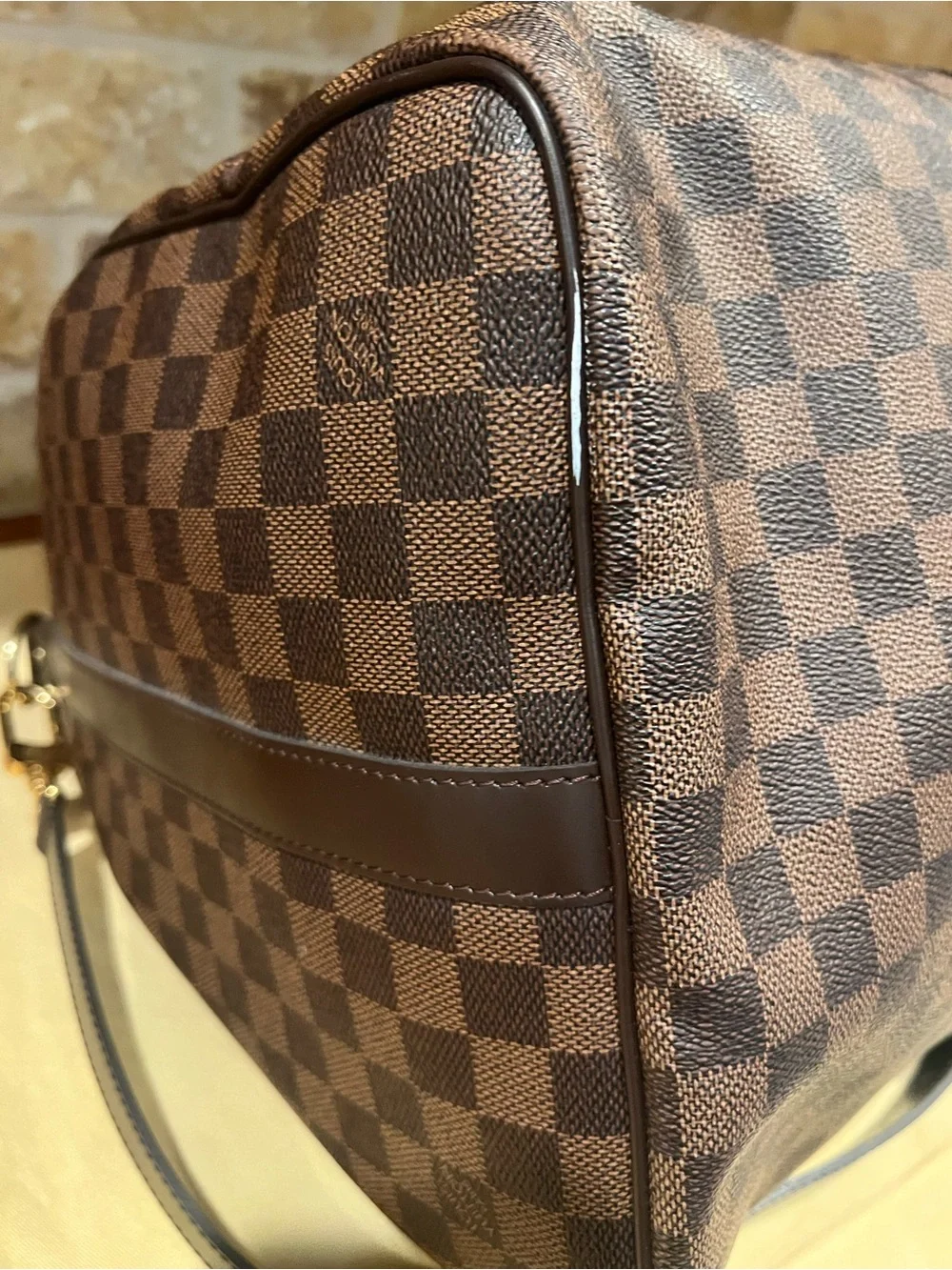 Louis Vuitton Damier Ebene Checkered Duffel Bag - Brown